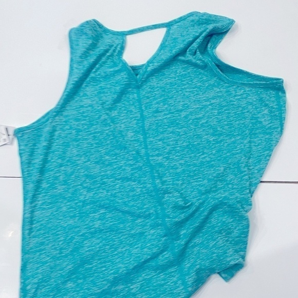 ID IDEOLOGY Women'Essentials Heathered Keyhole-Back Tank Top shirt tropical surf - Picture 6 of 13